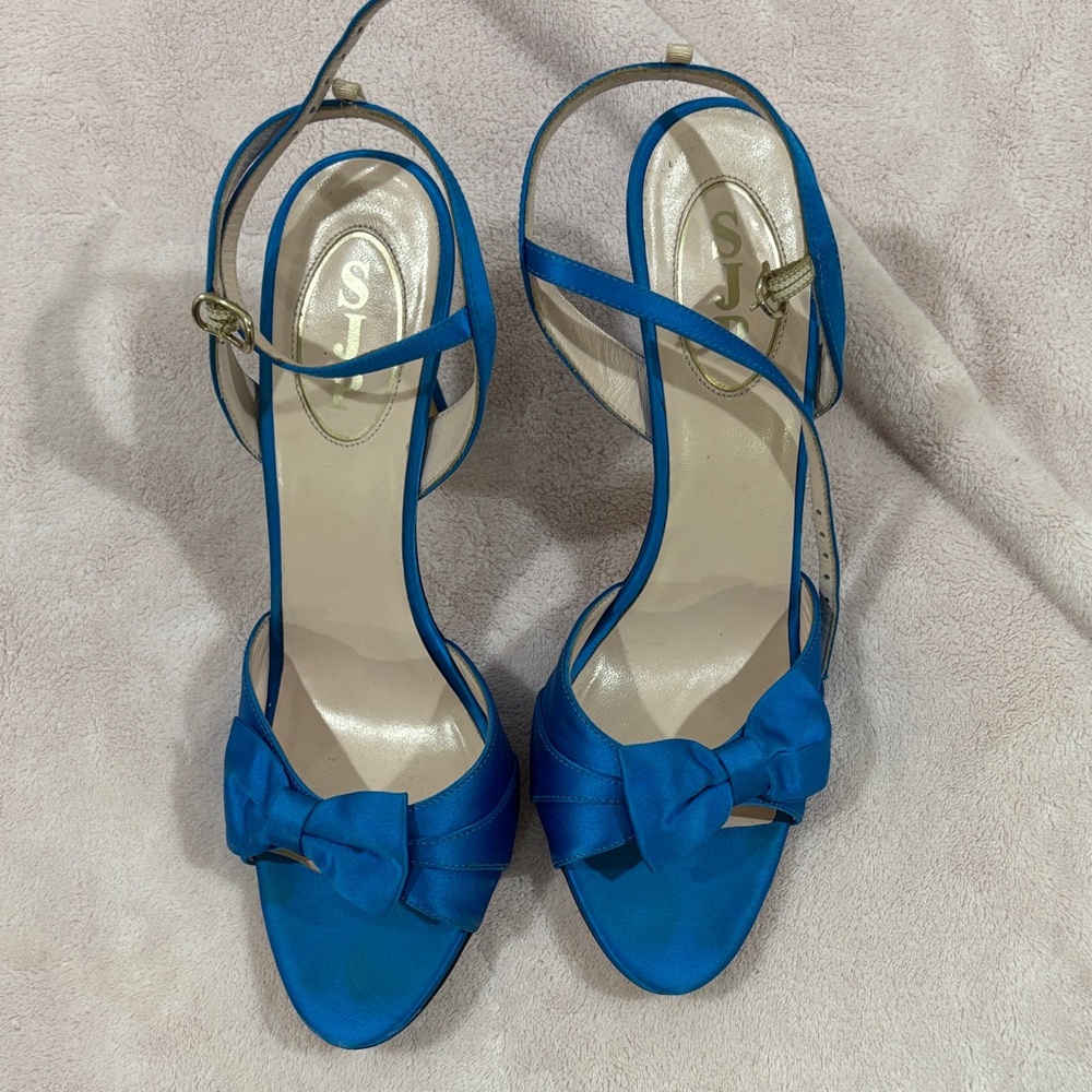 Sarah Jessica Parker Elegant Blue Satin Heels size 40